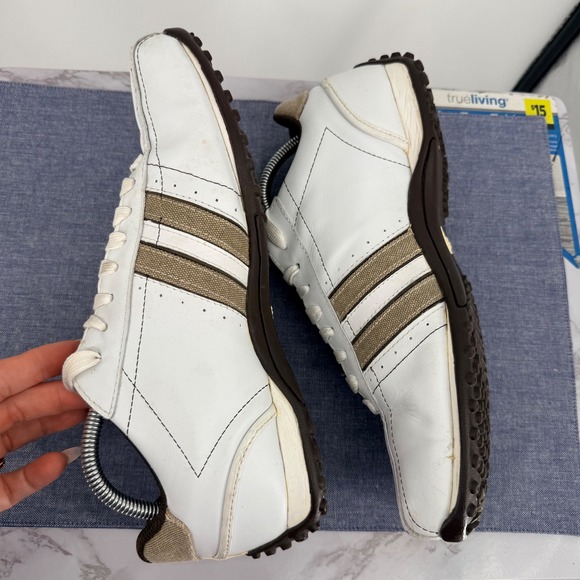 Skechers Urbantrack Forward Men 10 Whte Leather Sneakers 50661 Retro Driving - Picture 7 of 12